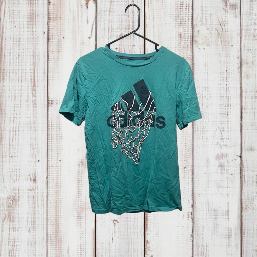 Adidas Boys Green Graphic T-Shirt